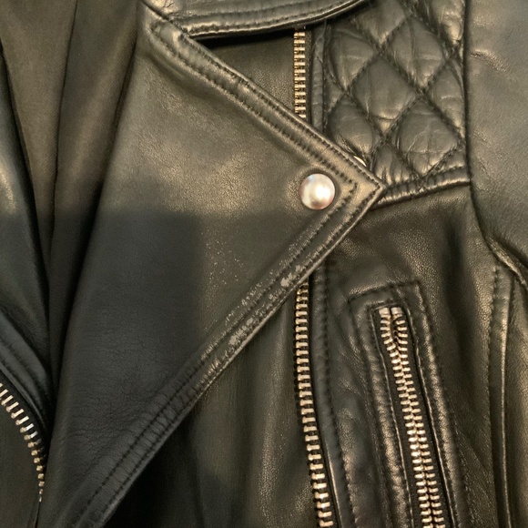 ALL SAINTS Leather Catch Biker Jacket Size 0 - Picture 5 of 10